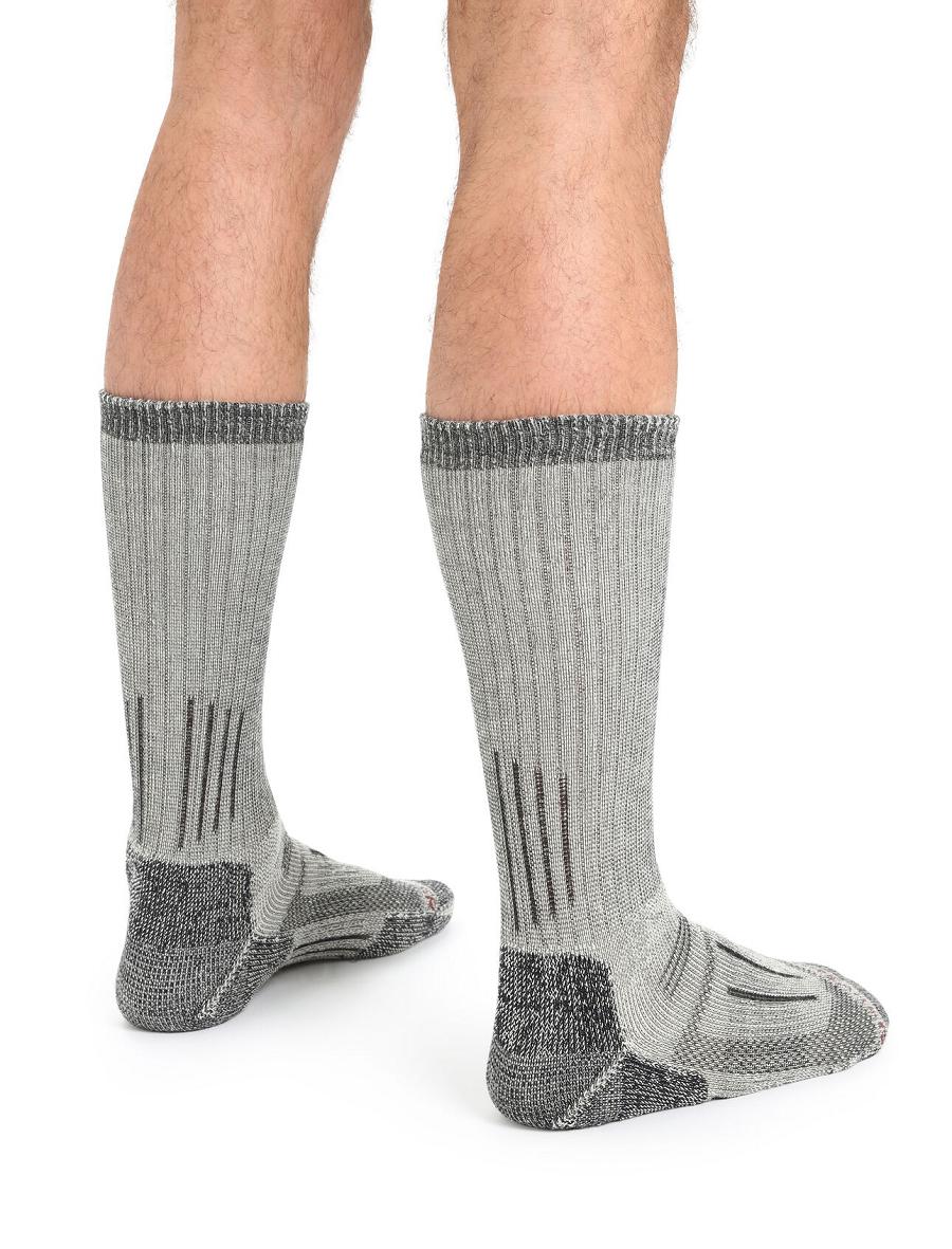 Men's Icebreaker Merino Mountaineer Mid Calf Socks Jet Heather / Espresso | CA 1910OKIR